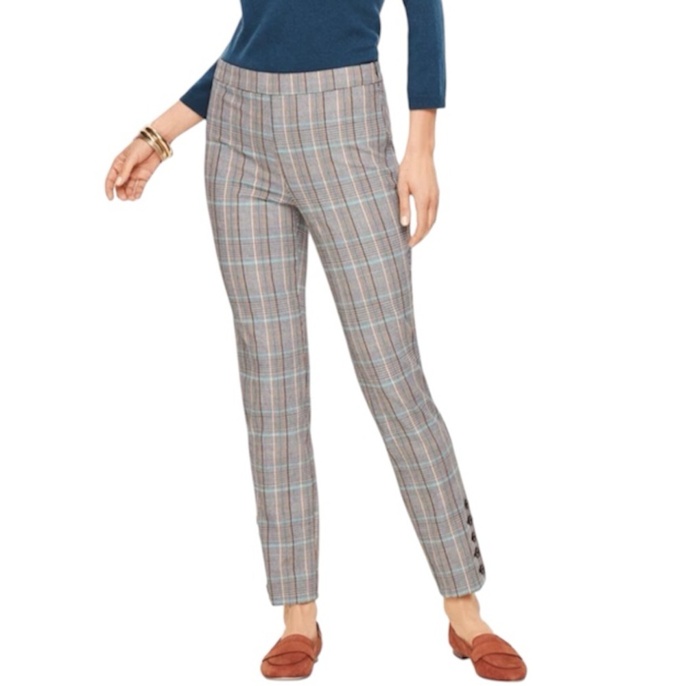 Talbots Chatham Plaid Button Hem Ankle Pants Size‎ 10 Petite NWOT